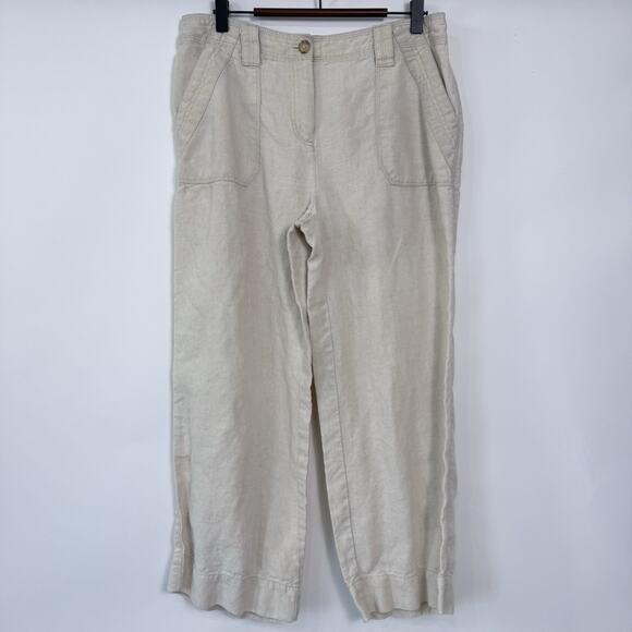 Charter Club 100% Linen‎ Cropped Pants Womens Size 8 Beige Lightweight Casual - Picture 1 of 7